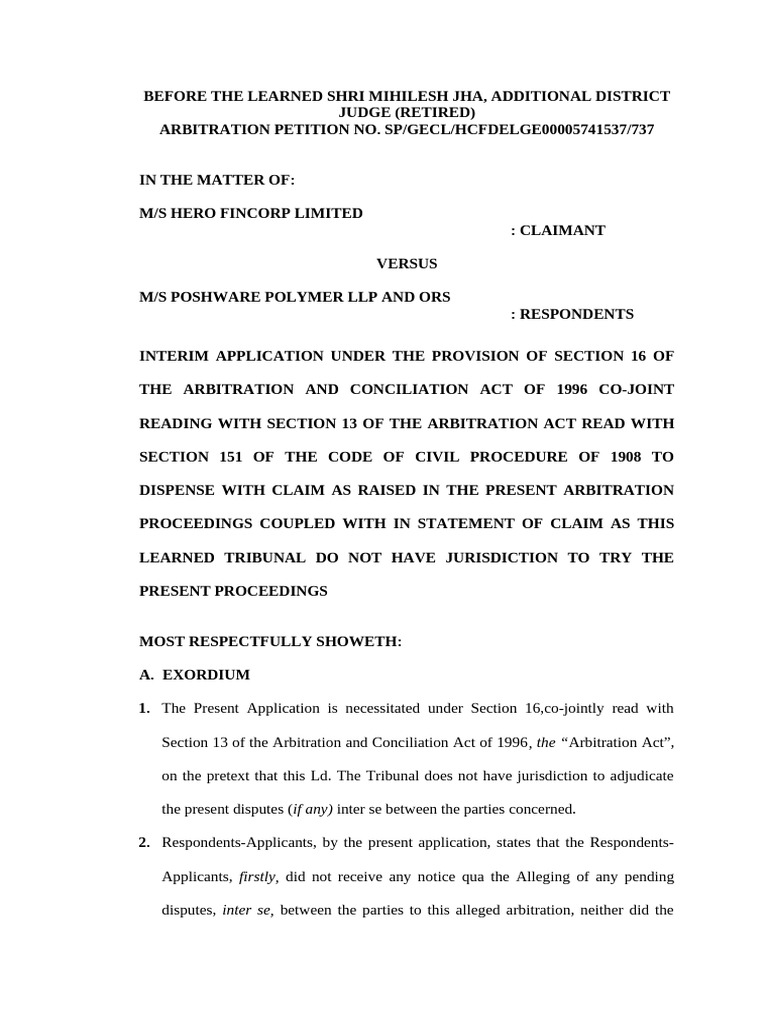 Section 16 Arbitration Jurisdiction Issues | PDF | Affidavit | Arbitration