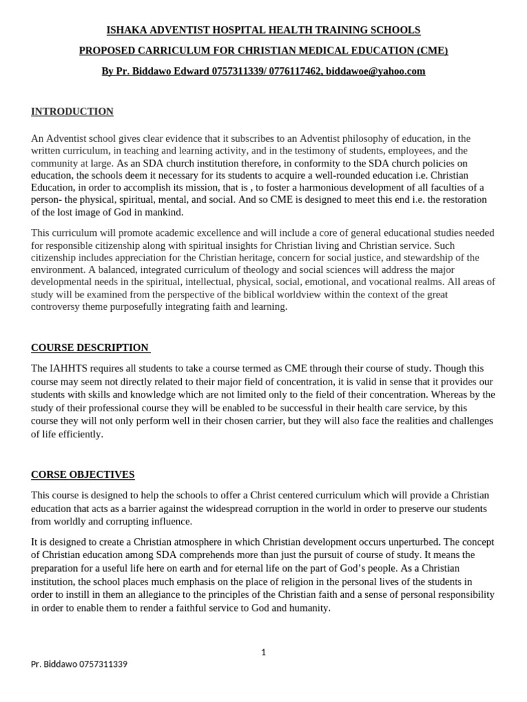 CME Curriculum | PDF | Christian Ethics | Spirituality