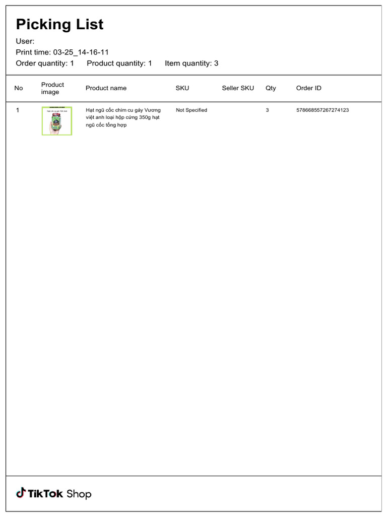 03-25 - 14-16-11 - Picking List | PDF