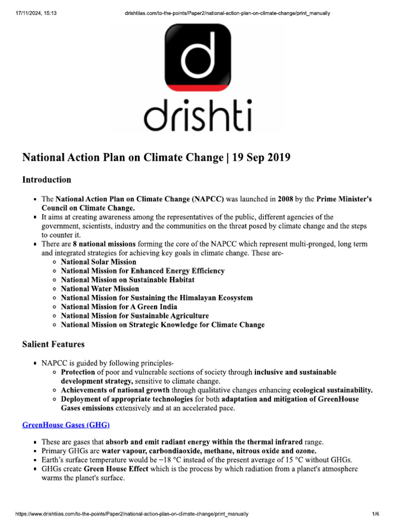 National Action Plan On Climate Change 2 | PDF