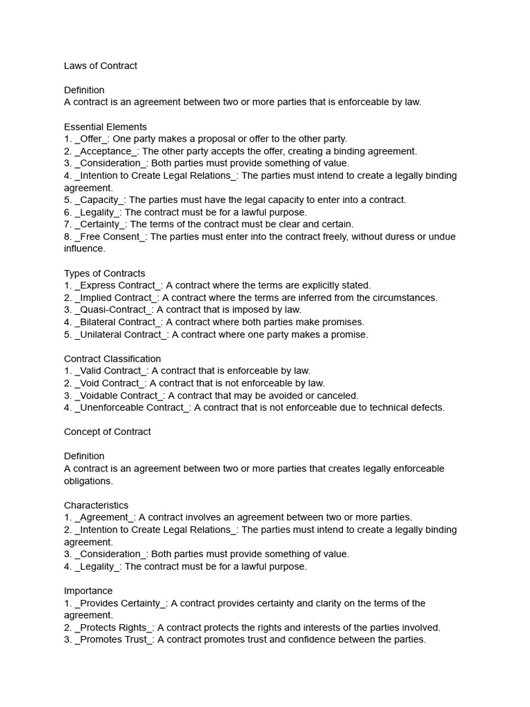 Essential Laws of Contract Explained | PDF