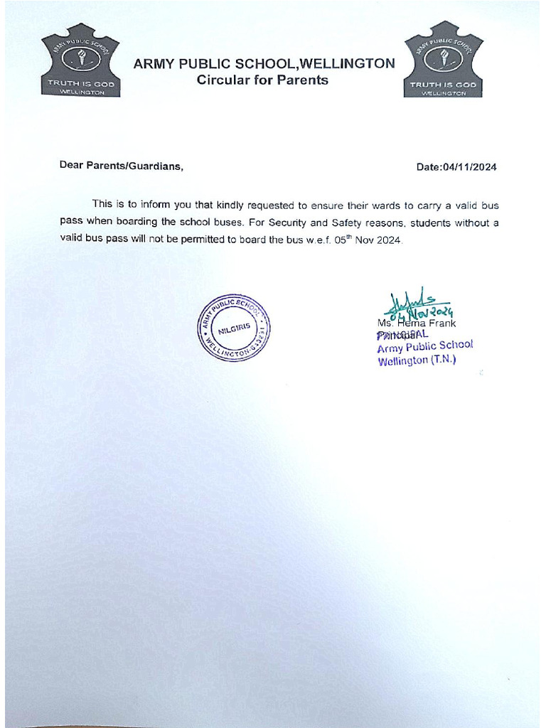 Circular For Students Regarding Bus Pass | PDF