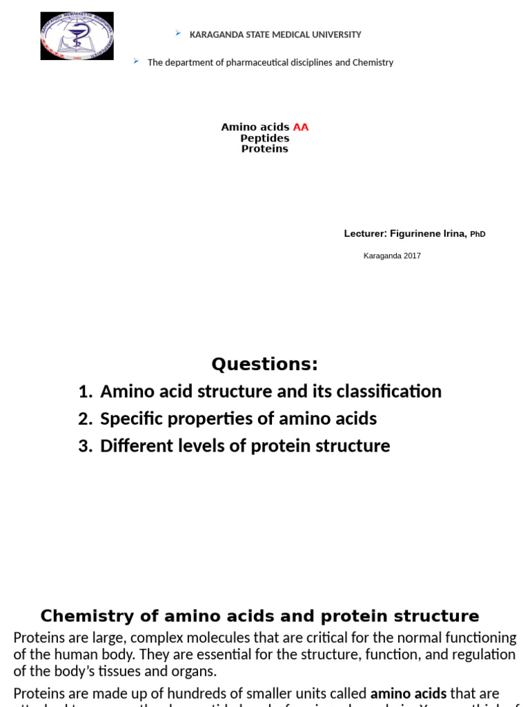 Amino Acids and Protein Structure Overview | PDF | Amino Acid | Proteins