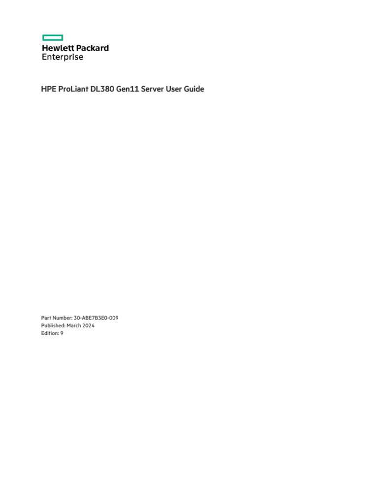 HPE ProLiant DL380 Gen11 User Guide | PDF