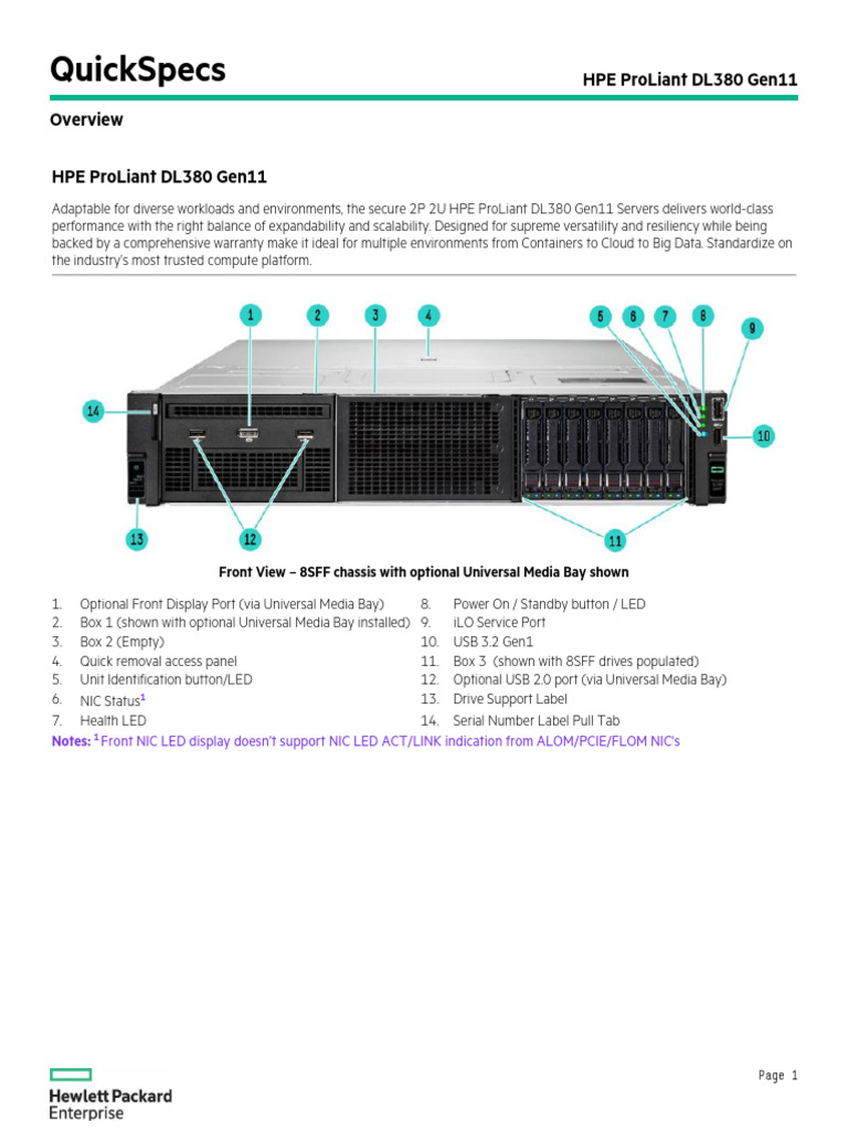 HPE ProLiant DL380 Gen11 User Guide | PDF | Central Processing Unit ...