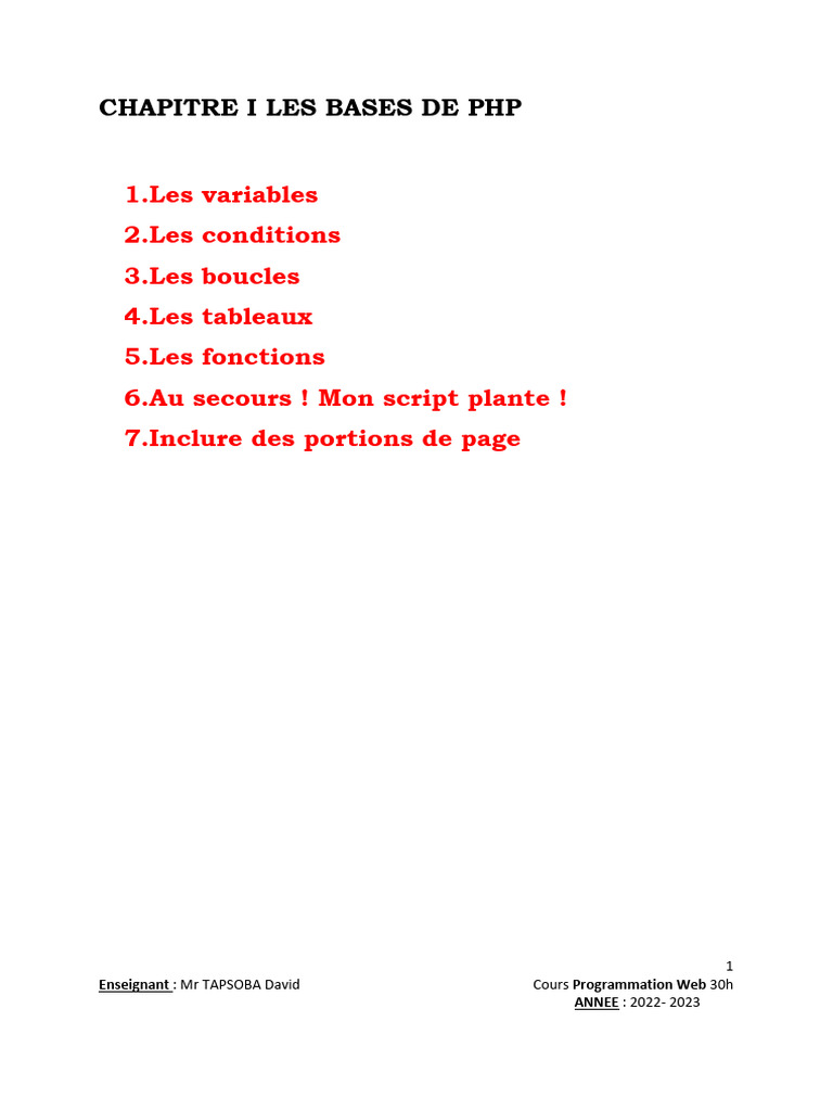 Introduction aux bases de PHP | PDF | PHP | Internet