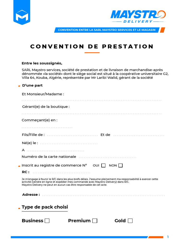 Convention de partenariat Maystro Delivery | PDF | Commerce de détail ...