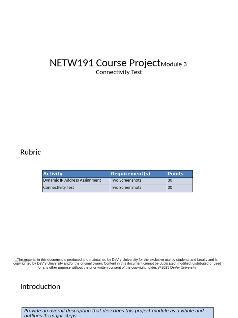 NETW191 Module 3 PPT Template 10.23 | PDF | Ip Address | Copyright