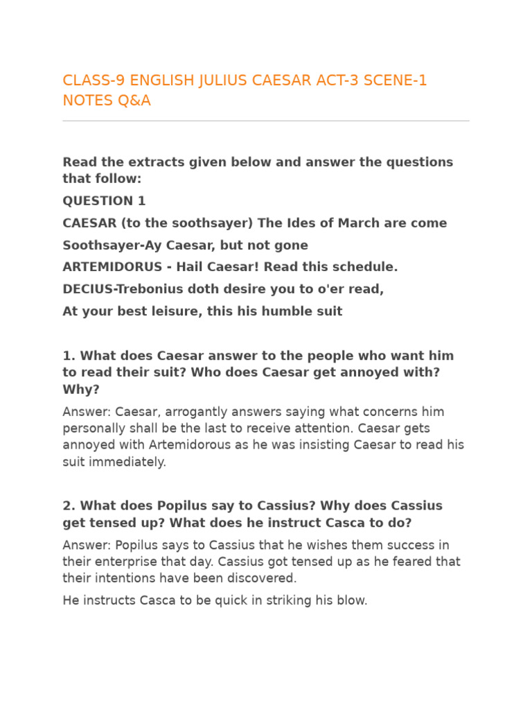 Julius Caesar Act 3 Scene 1 Analysis | PDF | Julius Caesar | Mark Antony