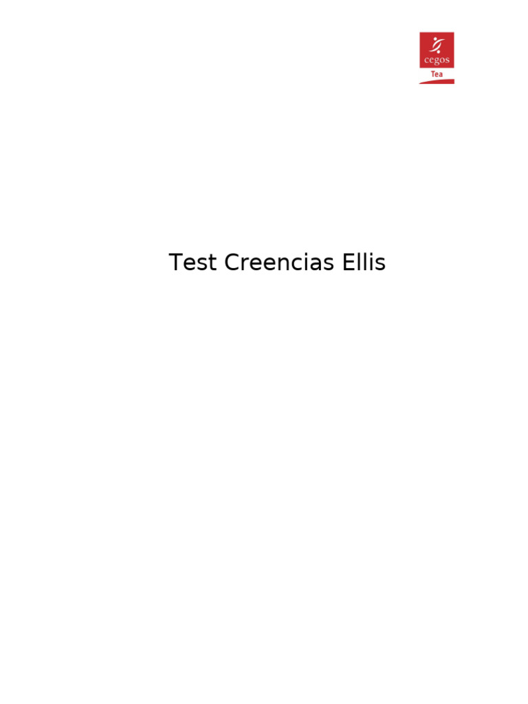 Test de Creencias Irracionales de Ellis | PDF | Terapia racional de ...