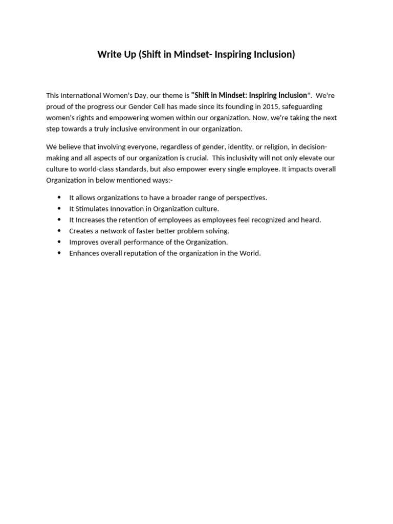 Shift in Mindset | PDF