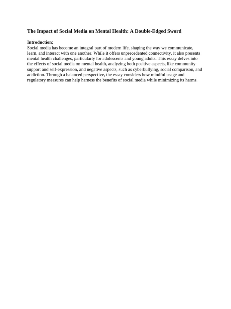 The Impact of Social Media On Mental Health | PDF