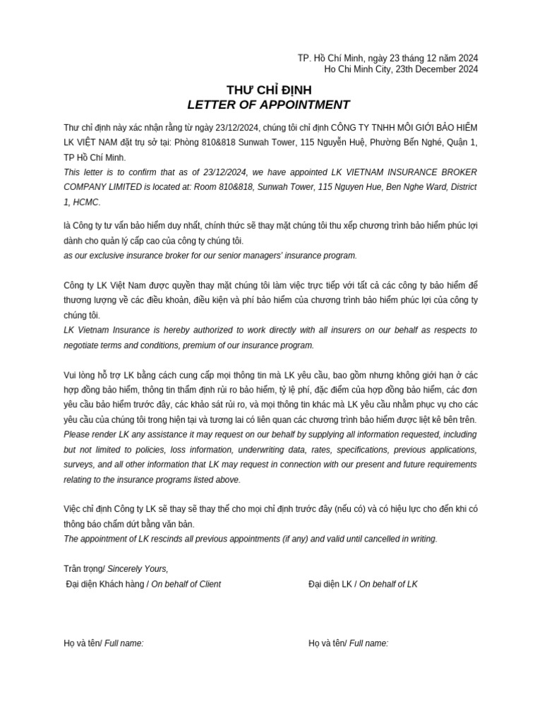 Letter of Appointment - Expat | PDF