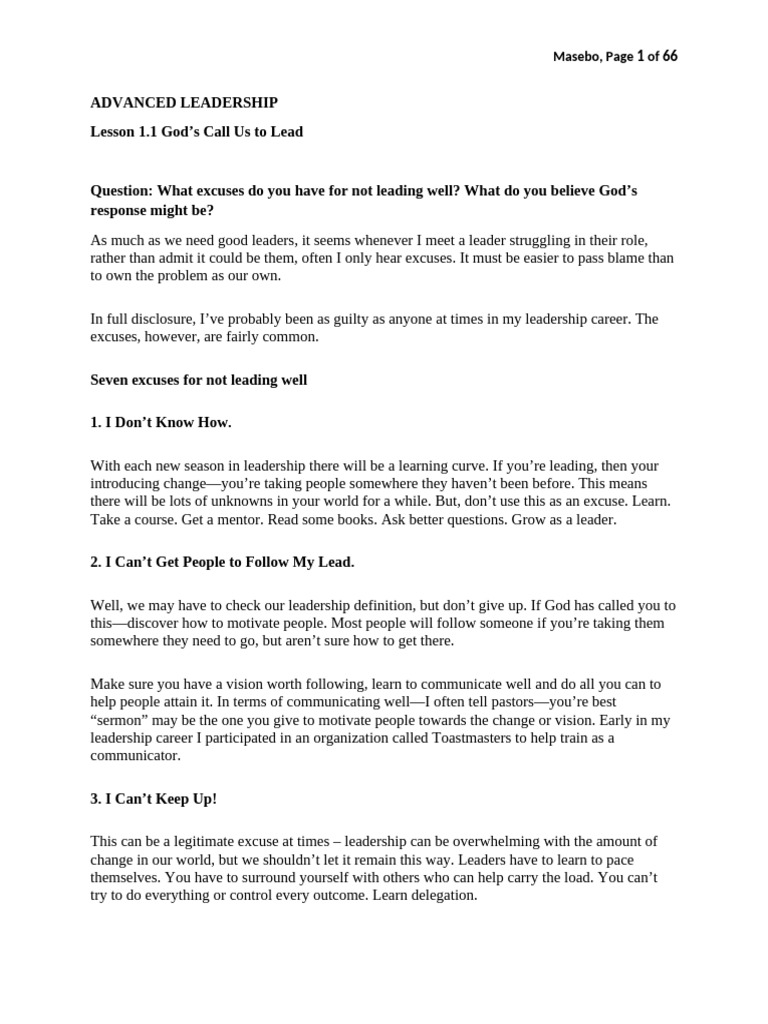 Advanced Leadership Training Guide | PDF | Forgiveness | Wisdom