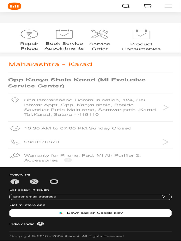 Mi Service Centres - Mi India | PDF