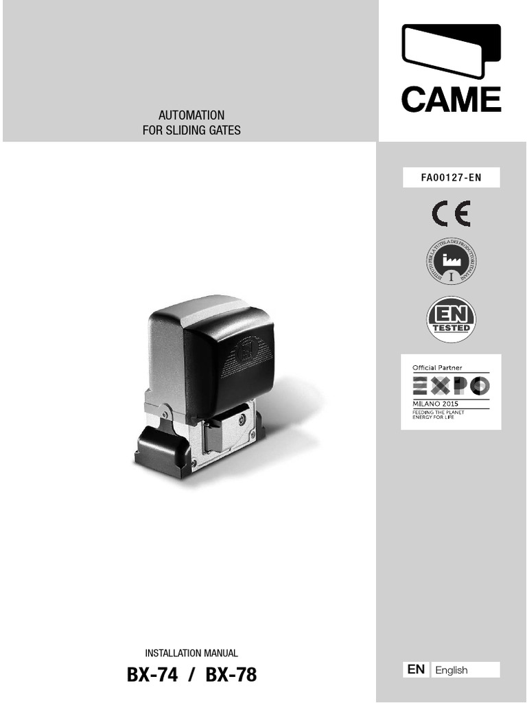 CAME BX74/78 Installation Manual PDF Manufactured Goods Equipment — free download