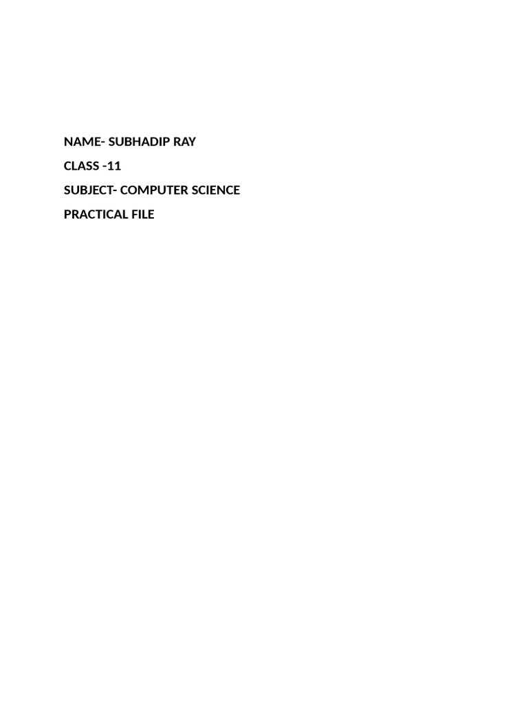 Computer Science Practical File | PDF | Algorithms And Data Structures ...