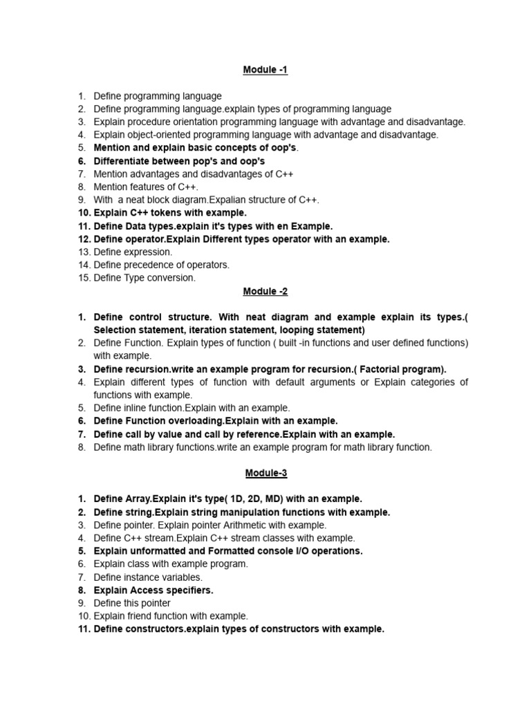 Comprehensive Guide to C++ Programming Concepts | PDF | C++ | Class ...