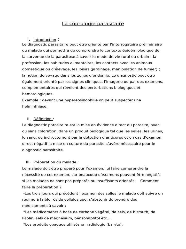 Diagnostic en coprologie parasitaire | PDF