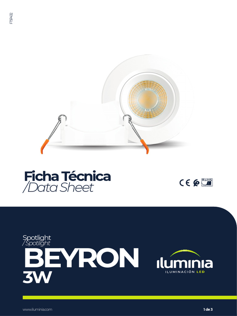 Ftsp432 - Ficha Técnica Spotlight Orientable Beyron 3w | PDF