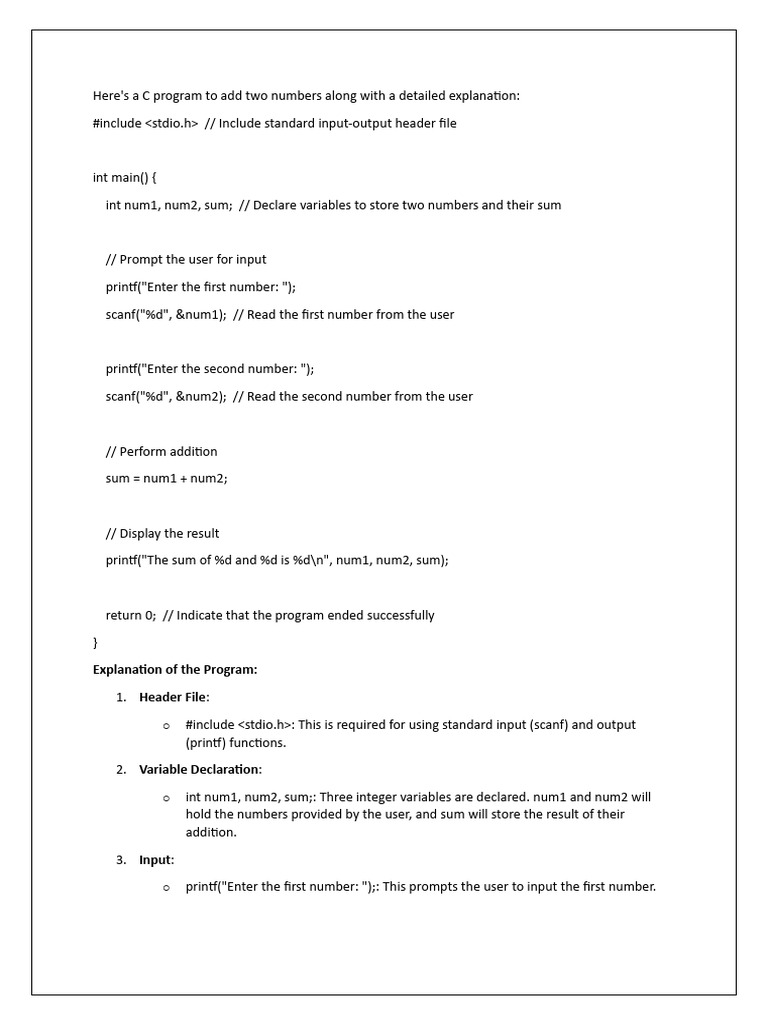 Sum of Two Numbers | PDF