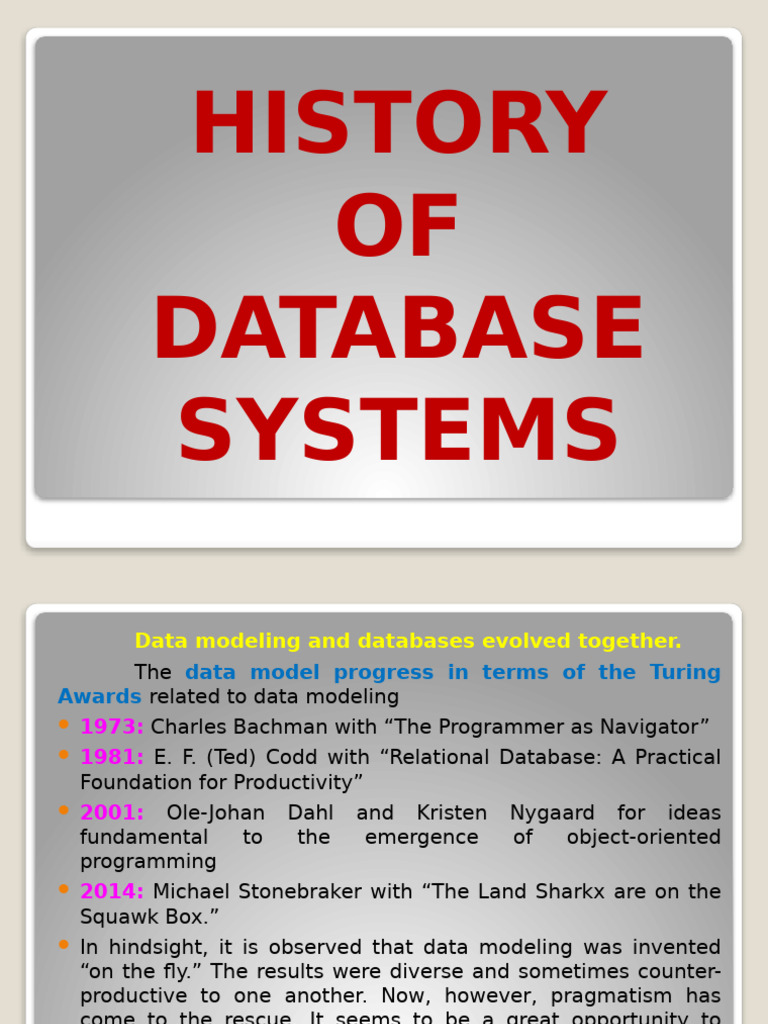 U1 - History of Database Systems | PDF | Databases | Relational Database
