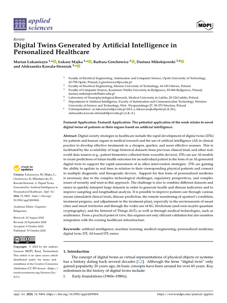 Lukaniszyn Et Al 2024 Digital Twins Generated by AI | PDF ...