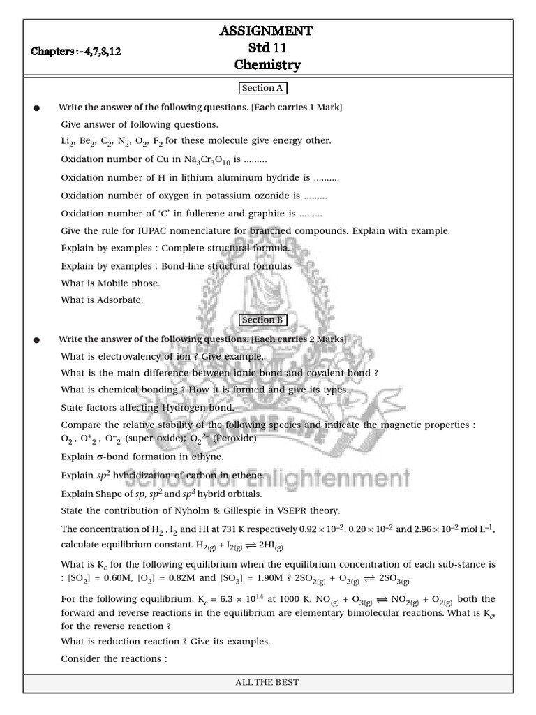 Chemistry Assignment | PDF | Distillation | Chemical Bond