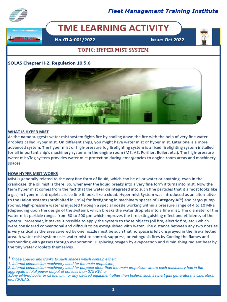 Hyper Mist Fire Fighting System Guide | PDF | Rotating Machines ...