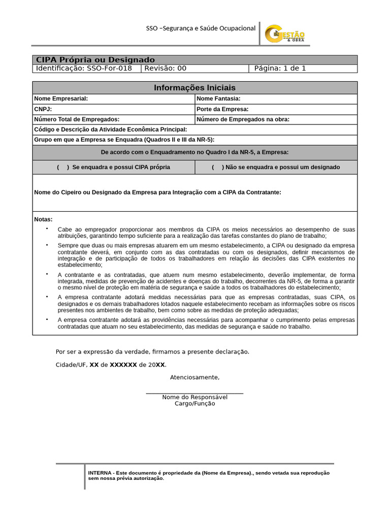 CIPA: Segurança e Saúde Ocupacional | PDF