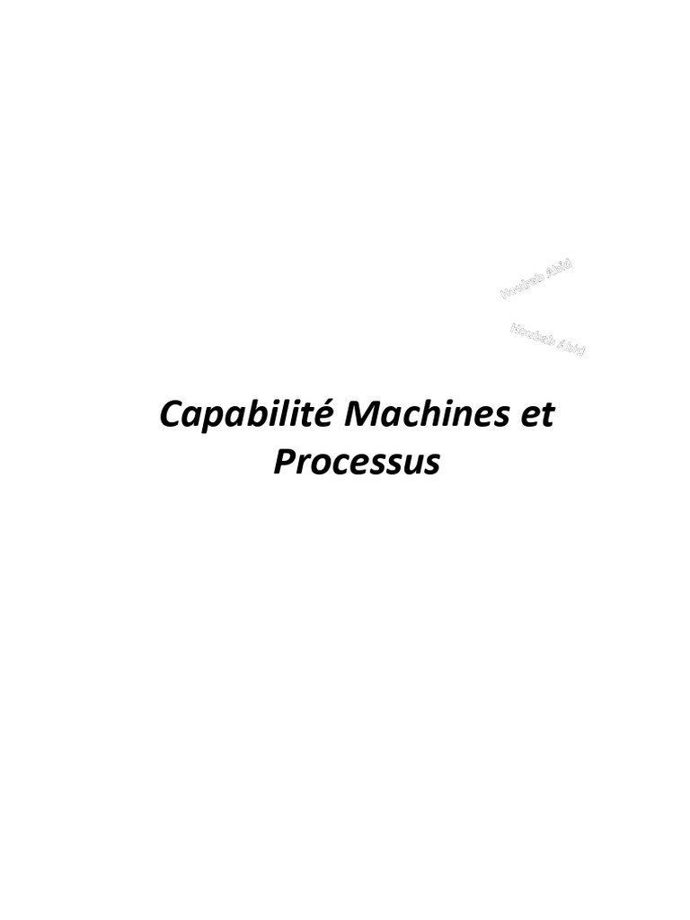 Étude de Capabilité des Machines et Processus | PDF | Moyenne ...