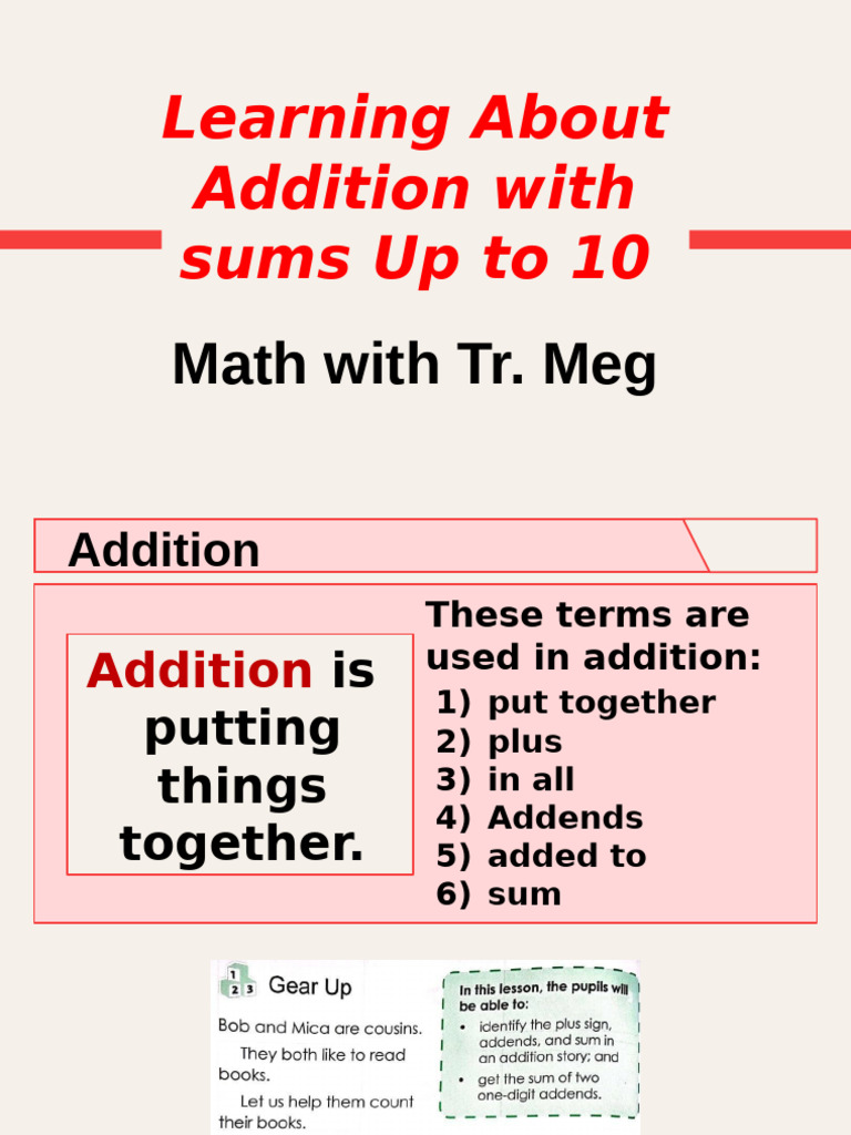 Addition Basics for Young Learners | PDF