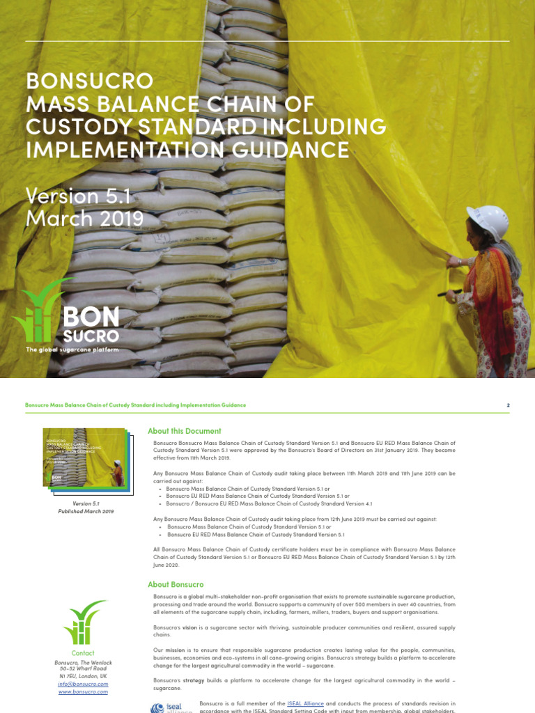 Bonsucro Mass Balance Chain of Custody | PDF | Audit | Calibration
