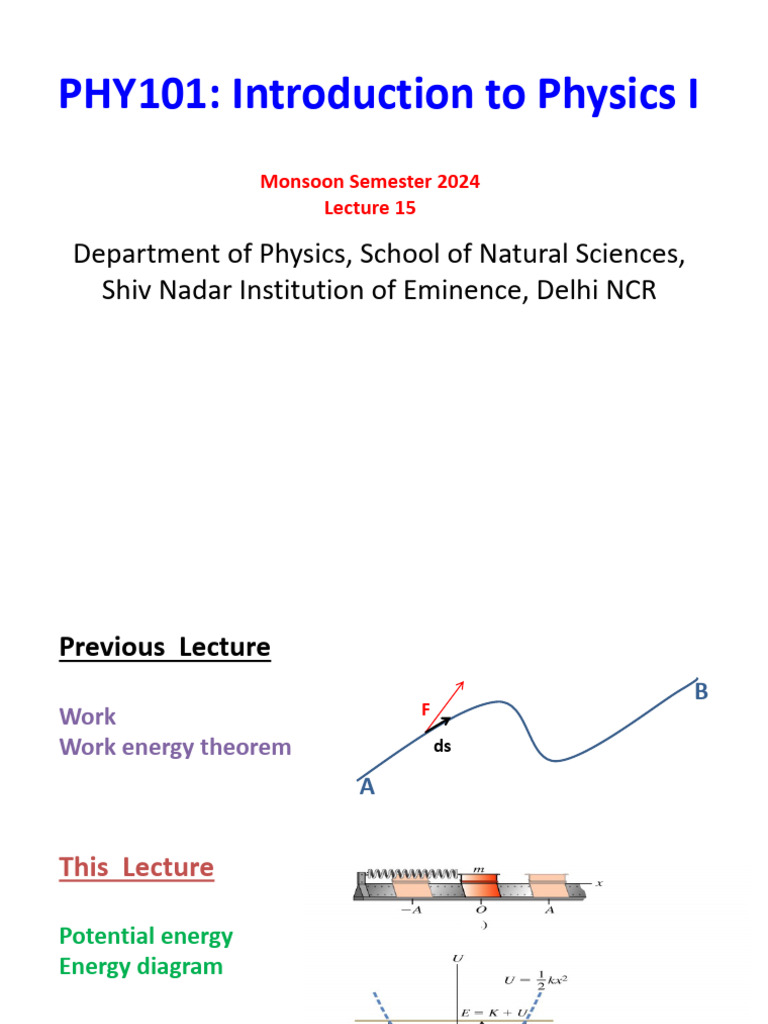 PHY 101 - Lecture - 15 - 2024 | PDF | Force | Theoretical Physics