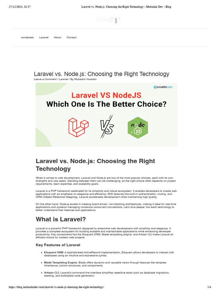 Laravel vs. Node - Js - Choosing The Right Technology - Mubashir Dev ...