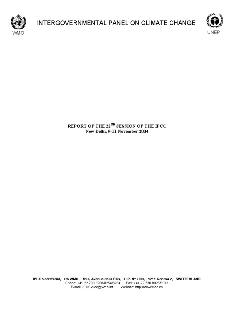 IPCC 22nd Session Report Summary | PDF | Intergovernmental Panel On ...