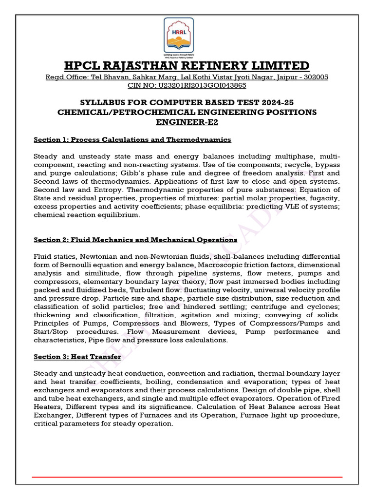 HRRL E2 - Engineer - Chemical - Process 2024 | PDF | Cracking ...