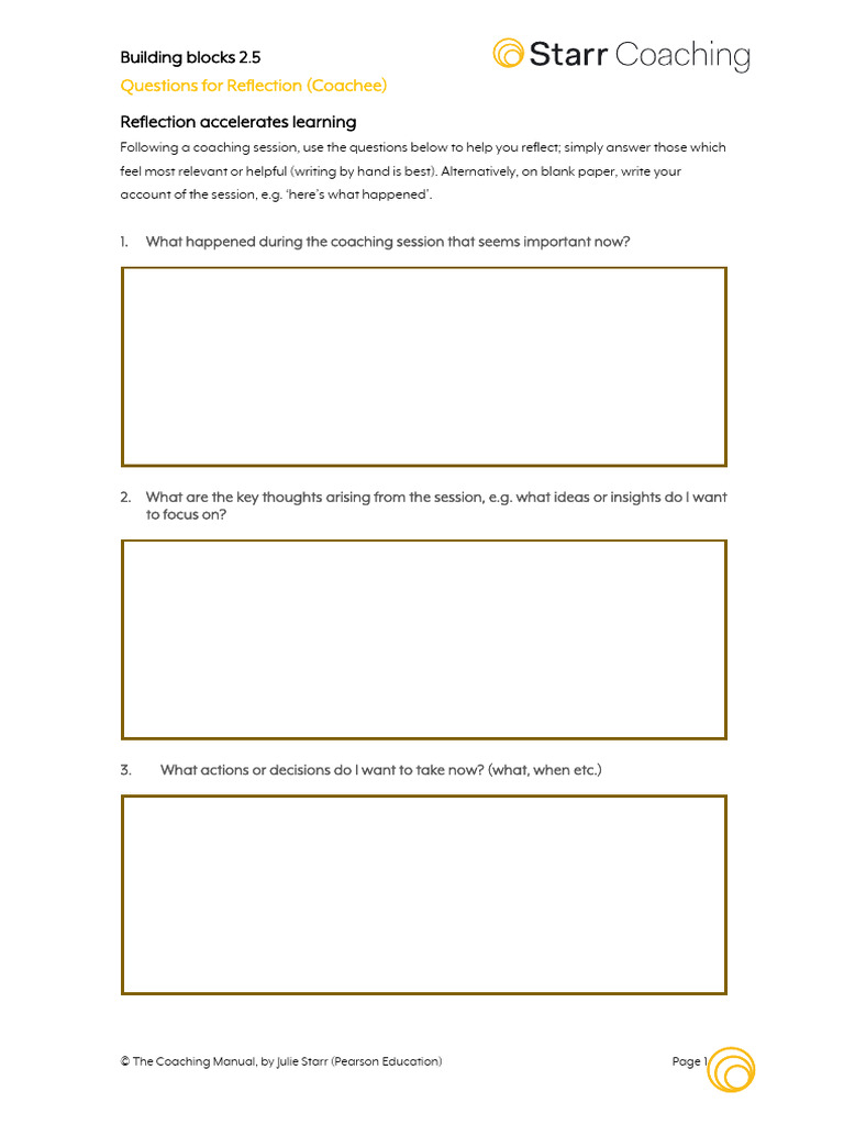 Reflective Coaching Questions | PDF