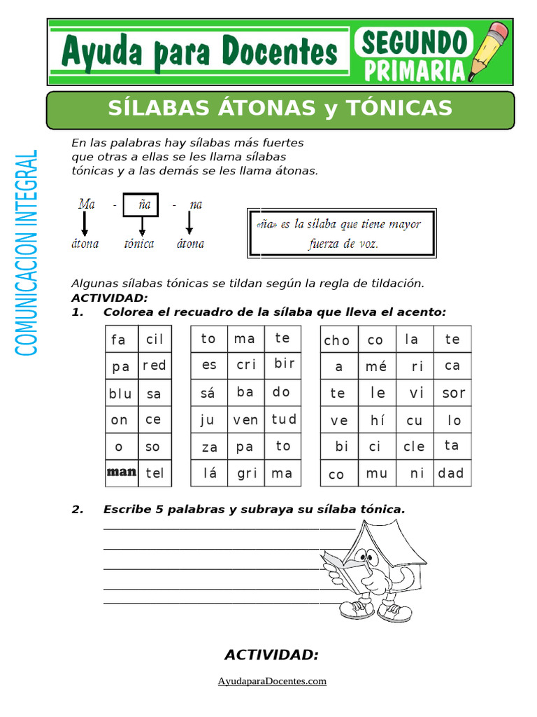 Silabas Atonas y Tonicas para Segundo de Primaria | PDF