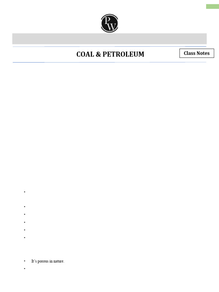 65ddd9160029b4001831818a - ## - Coal and Petroleum Short Notes | PDF ...