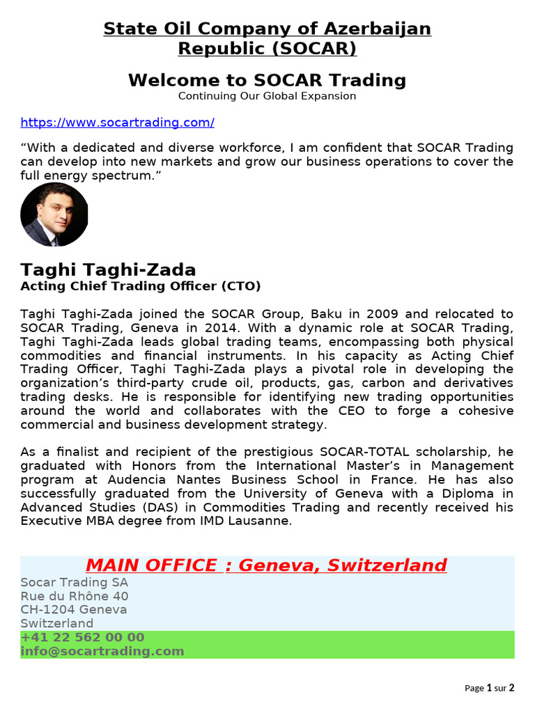 State Oil Company of Azerbaijan Republic - SOCAR | PDF