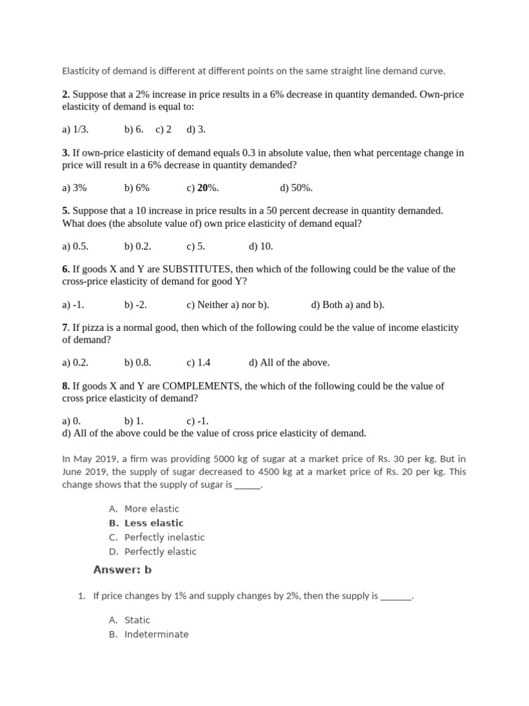 Eco Test 2 Pdf Elasticity Economics Demand