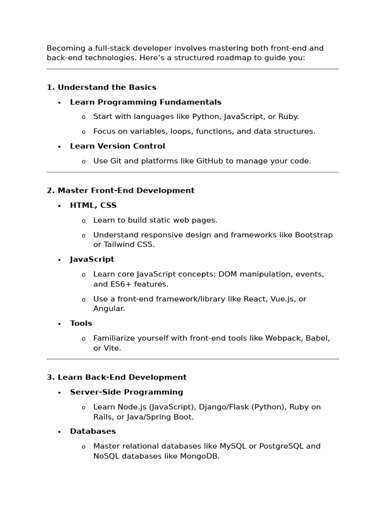 how to become a full stack developer | PDF | Java Script | Software ...