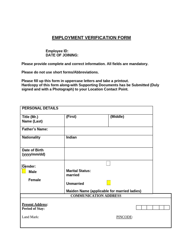 Employment Verification Form Template | PDF | Employment | Salary
