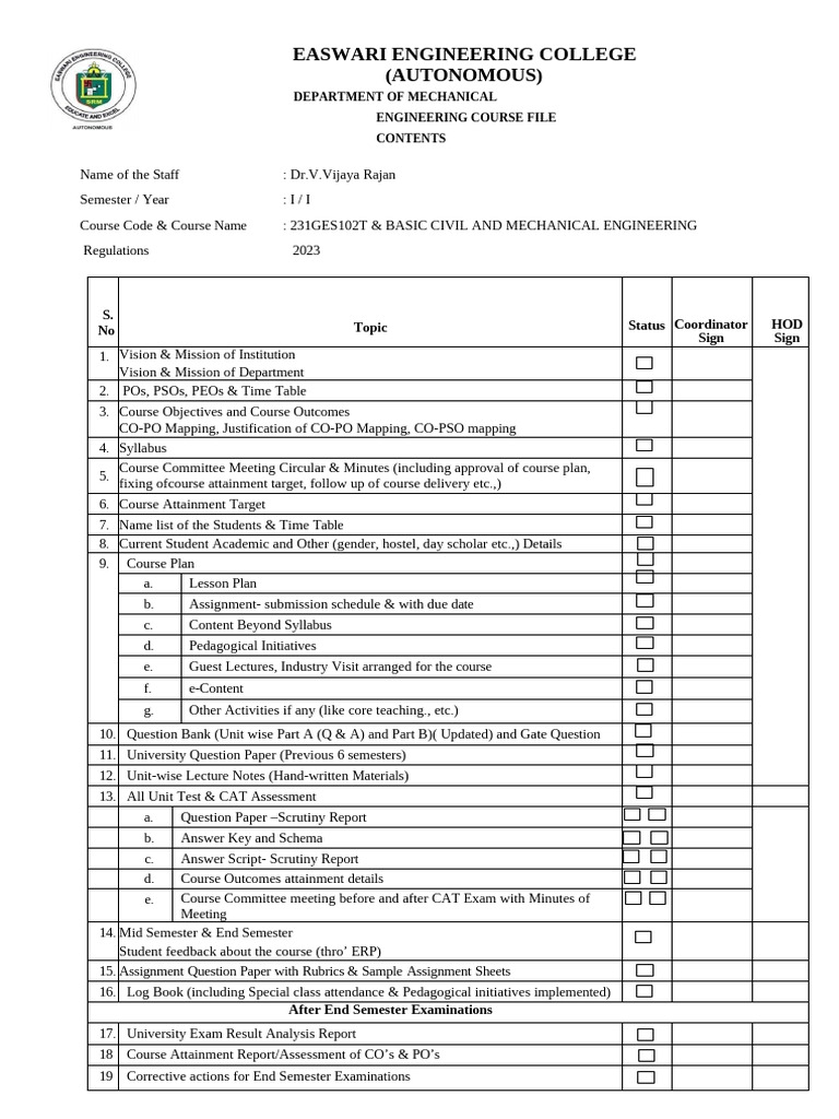 BCM Course File Content Updated removed PDF Engineering Refrigeration