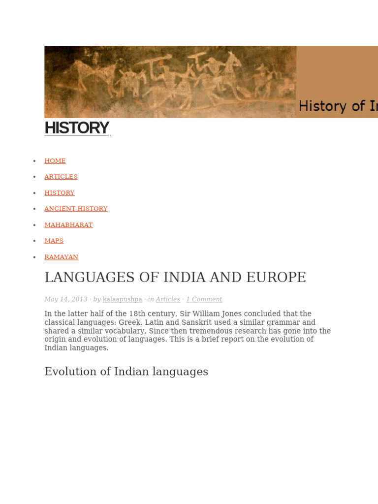 Languages of India and Europe | PDF | Sanskrit | Languages Of India