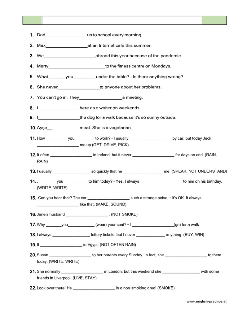 9.sınıf, S.present, Progressive, Question Tags | PDF