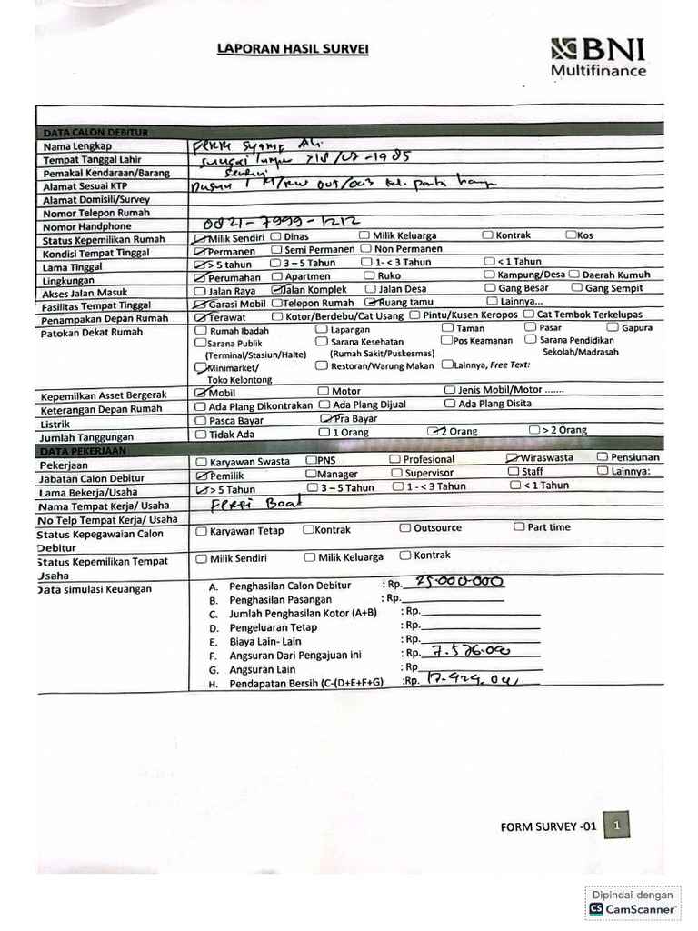 Form Survey An FERRI | PDF
