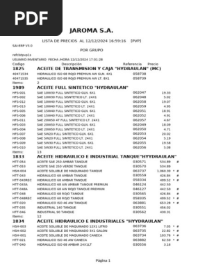 Lista de Precios Aceites 2024 | PDF | Vehículos con tracción