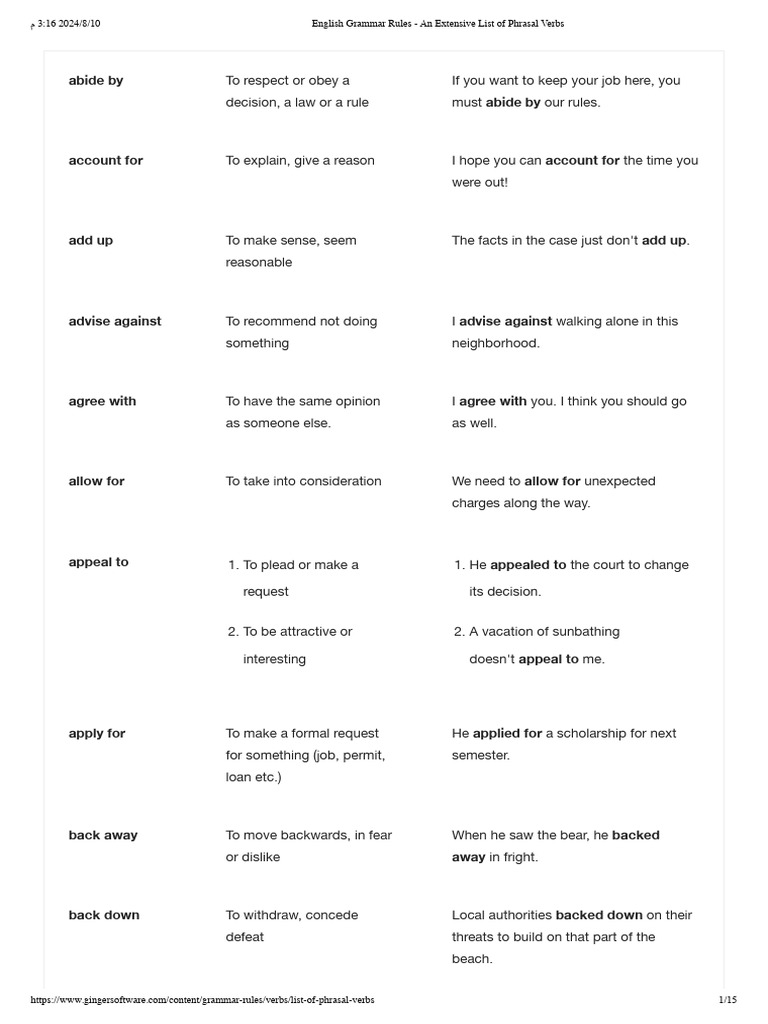Essential Phrasal Verbs Guide | PDF | English Grammar